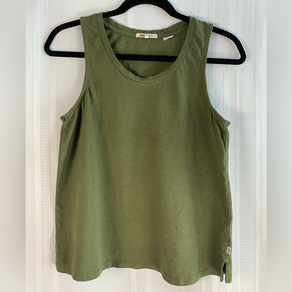 Levi's‎ Olive Green Cotton Scoop Neck Tank Top Size Small
